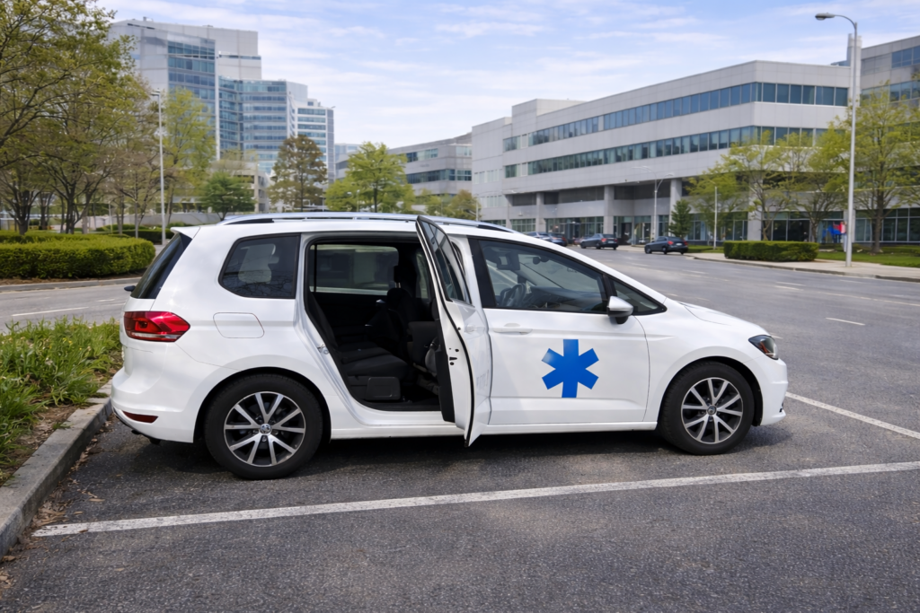 VSL Rescue 68 – extérieur avant droit, VW Touran blanc